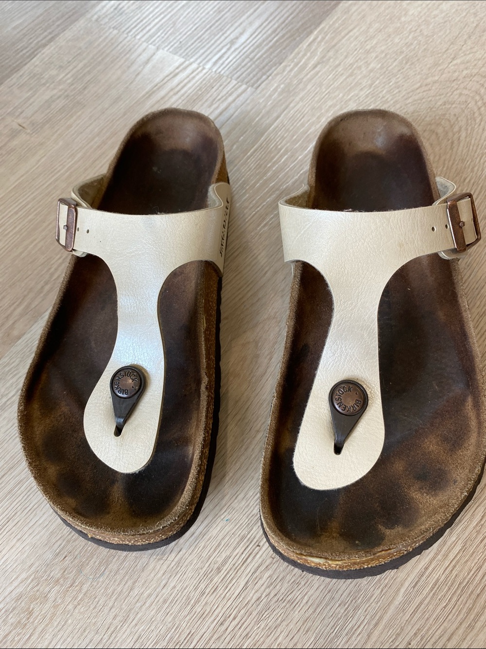 Birkenstock Gizeh Cream Beige Thong Sandals Cork Footbed Slides EU 36 US 5